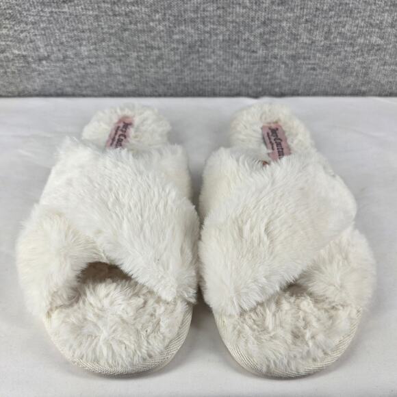 JUICY COUTURE WOMEN'S WHITE FAUX FUR JC-HELINA-2 FLAT SLIPPERS SIZE US 11 - Picture 4 of 10